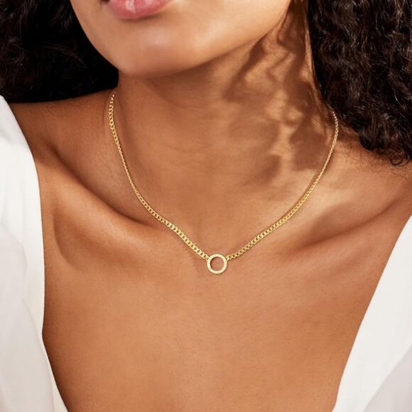 14k Gold-Plated Cubic Zirconia Sun Necklace with Chain - Picture 4 of 5